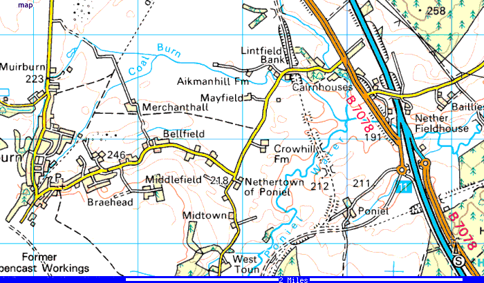map for Cairnhouses / B7078